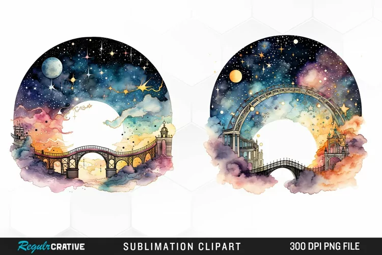 Celestial Bridges Watercolor Clipart