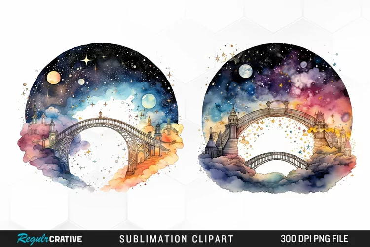 Celestial Bridges Watercolor Clipart