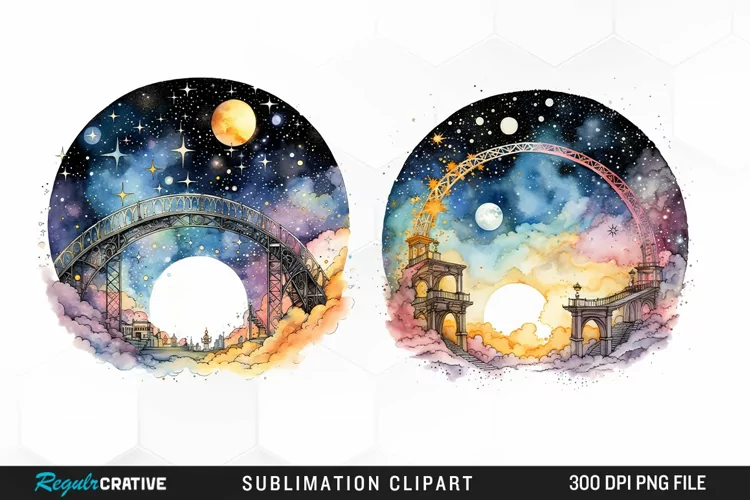 Celestial Bridges Watercolor Clipart
