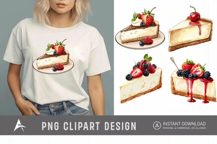 Watercolor Cheesecake Clipart