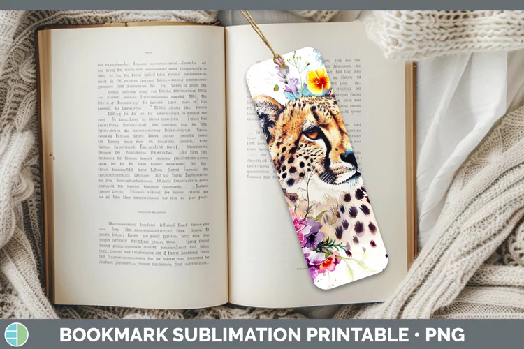 Watercolor Cheetah Bookmark Sublimation Printable Designs