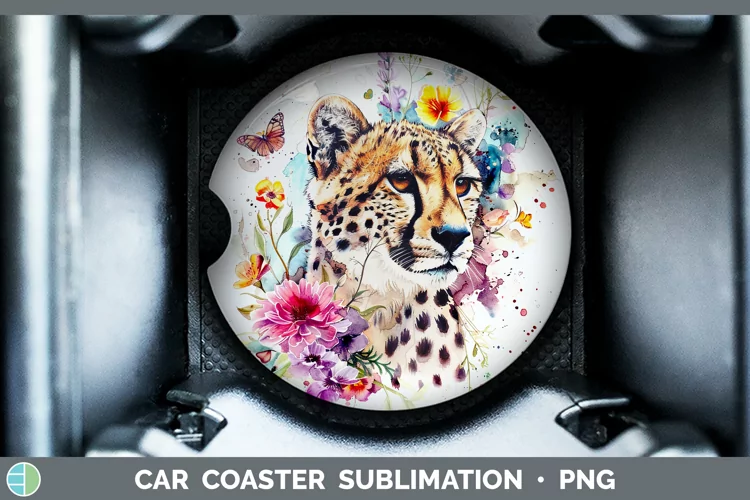 Watercolor Cheetah Car Coaster Sublimation Coaster Designs