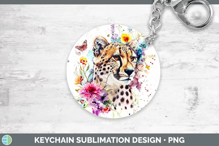 Watercolor Cheetah Keychain Sublimation Keyring Designs