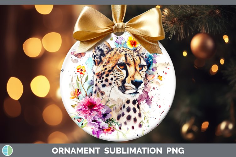 Watercolor Cheetah Ornament Sublimation Bauble Designs
