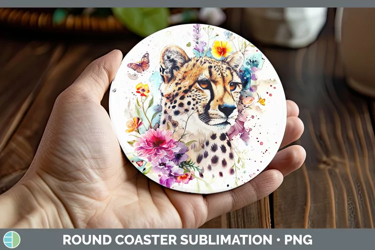 Watercolor Cheetah Round Coaster Sublimation Coaster Designs