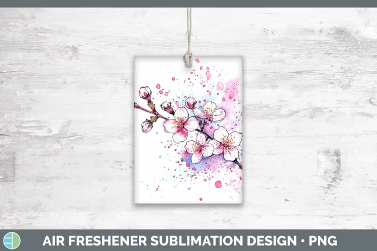 Watercolor Cherry Blossom Air Freshener Sublimation Car Fres