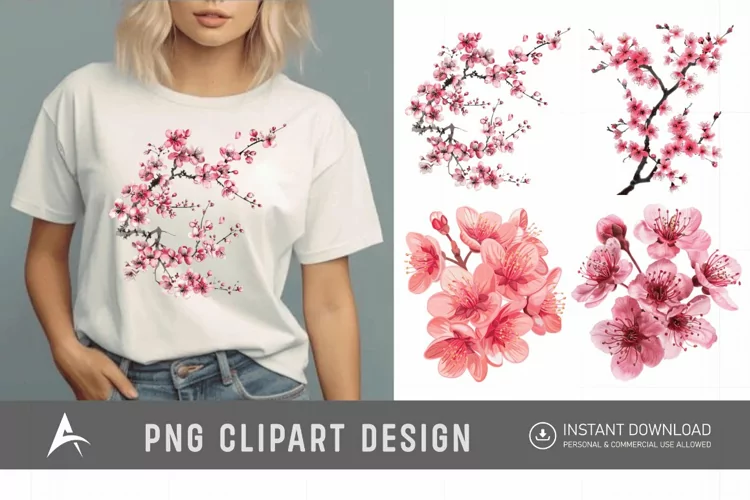 Watercolor Cherry Blossom Flower Clipart