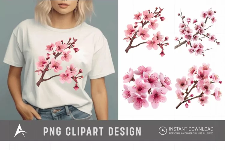 Watercolor Cherry Blossom Flower Clipart