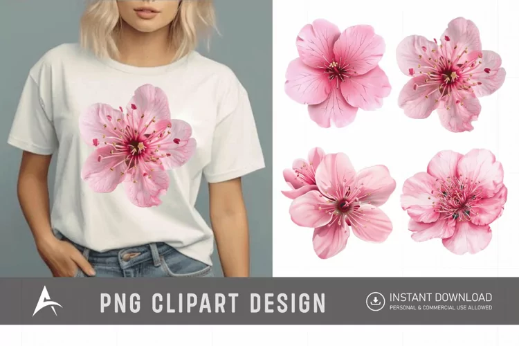 Watercolor Cherry Blossom Flower Clipart