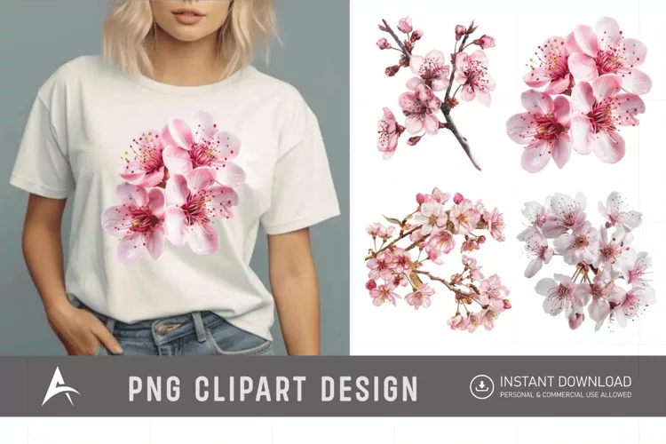 Watercolor Cherry Blossom Flower Clipart