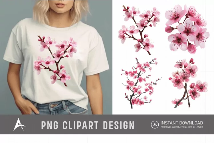 Watercolor Cherry Blossom Flower Clipart