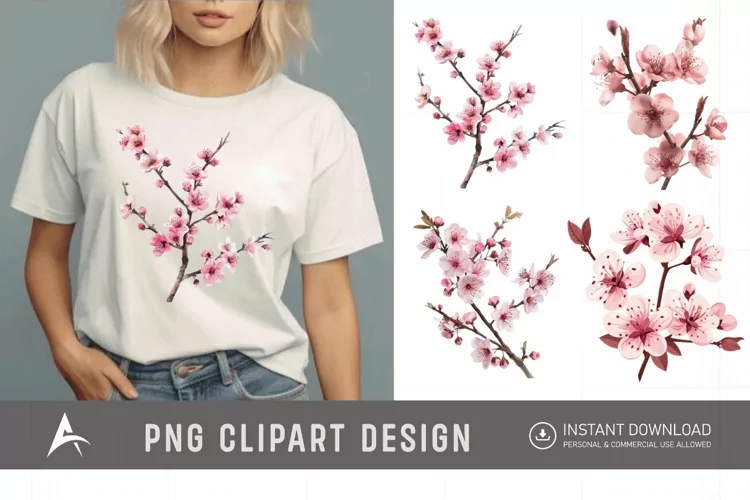 Watercolor Cherry Blossom Flower Clipart