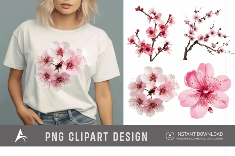 Watercolor Cherry Blossom Flower Clipart