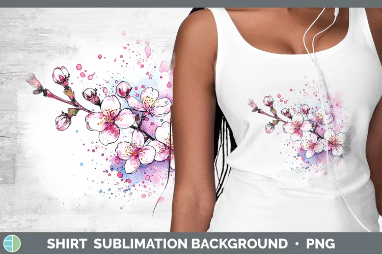 Watercolor Cherry Blossom Shirt Sublimation Sublimation Back