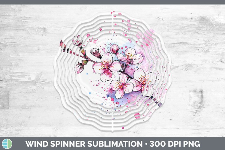 Watercolor Cherry Blossom Wind Spinner Sublimation Spinner D