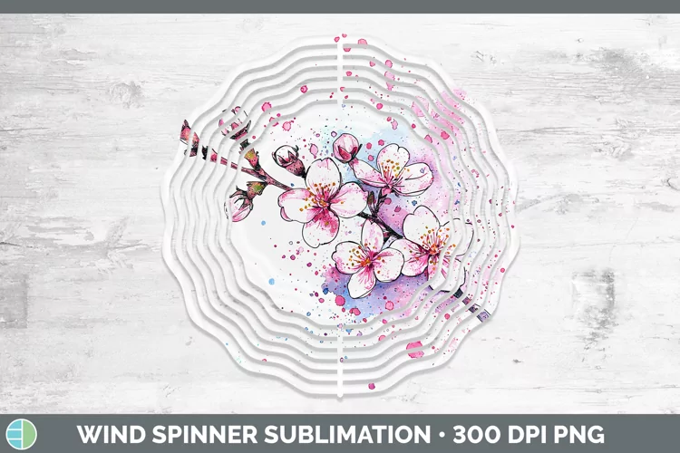 Watercolor Cherry Blossom Wind Spinner Sublimation Spinner D