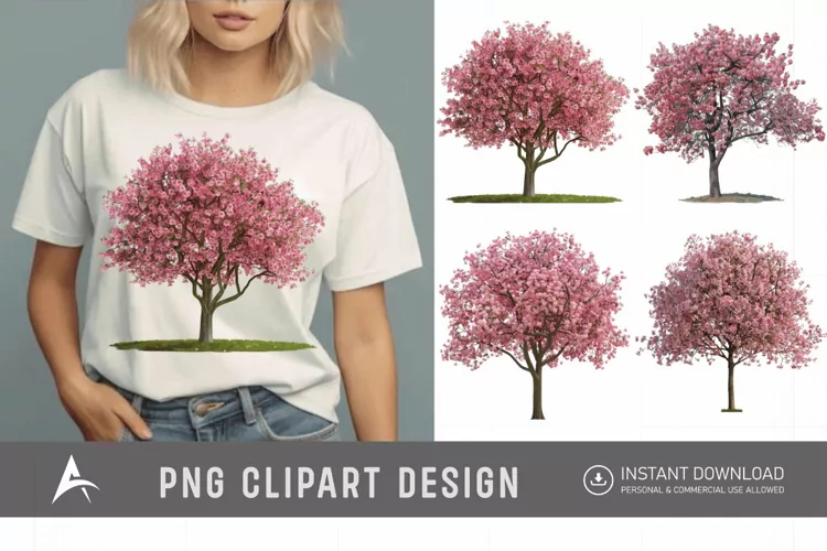 Watercolor Cherry Tree in Spring Clipart