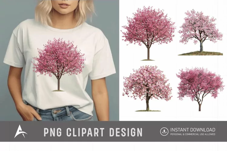 Watercolor Cherry Tree in Spring Clipart