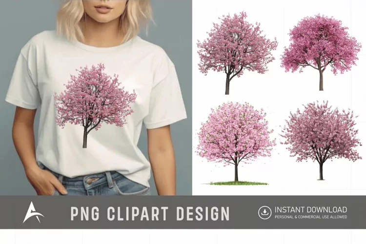 Watercolor Cherry Tree in Spring Clipart