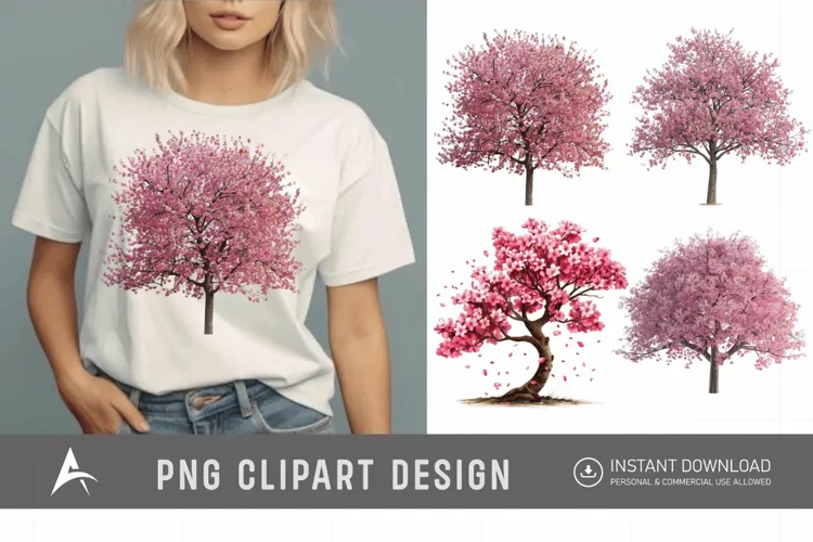 Watercolor Cherry Tree in Spring Clipart