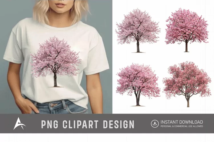 Watercolor Cherry Tree in Spring Clipart