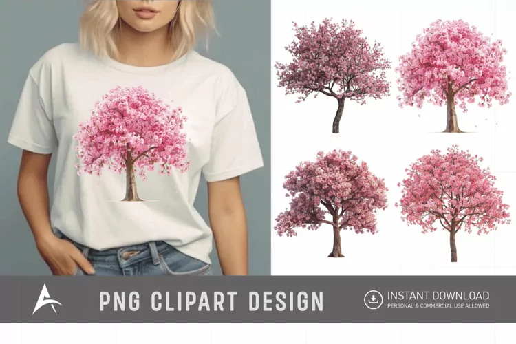 Watercolor Cherry Tree in Spring Clipart