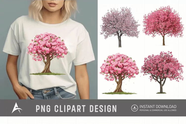 Watercolor Cherry Tree in Spring Clipart