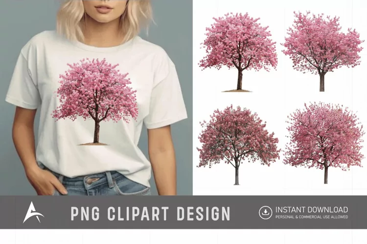 Watercolor Cherry Tree in Spring Clipart