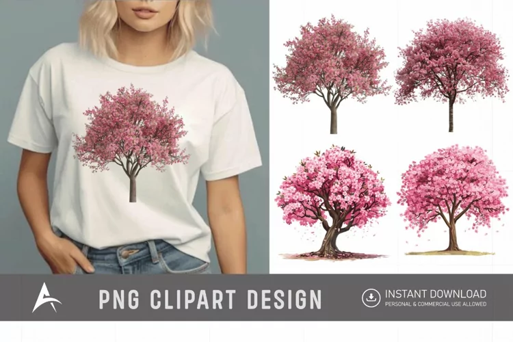 Watercolor Cherry Tree in Spring Clipart