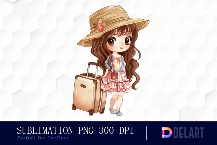 Chibi Travel Doll Sublimation PNG Clipart