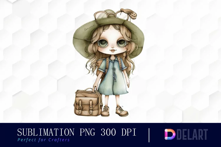 Chibi Travel Doll Watercolor Clipart