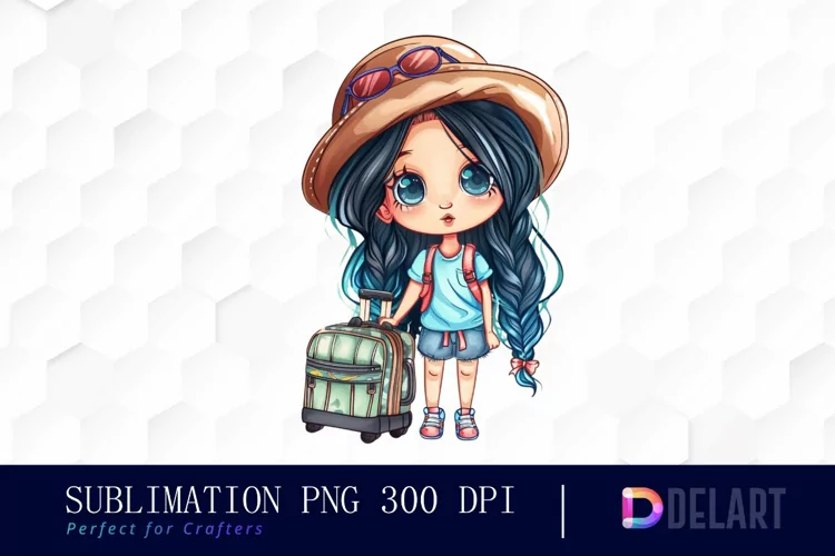 Chibi Travel Doll Sublimation PNG Clipart