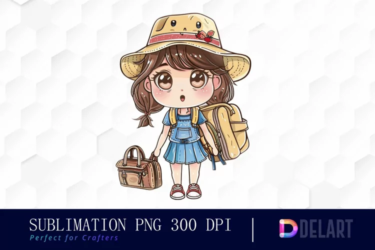 Chibi Travel Doll Sublimation PNG Clipart
