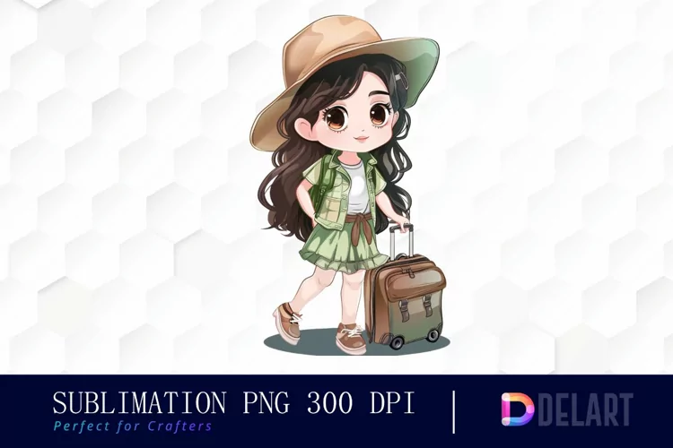 Chibi Travel Doll Watercolor Clipart