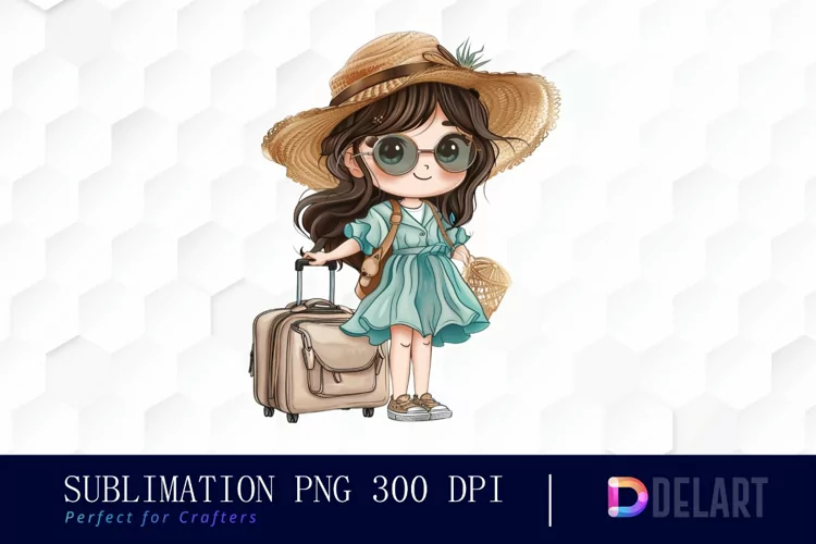 Chibi Travel Doll Sublimation PNG Clipart