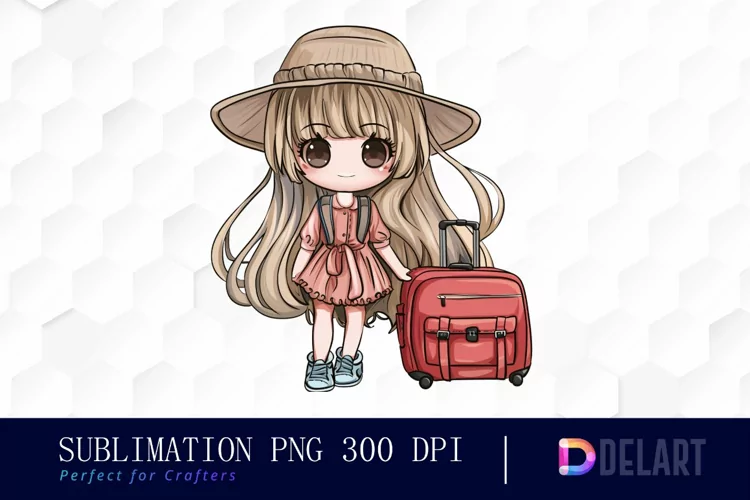 Chibi Travel Doll Watercolor Clipart