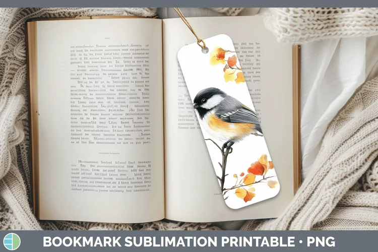 Watercolor Chickadee Bookmark Sublimation Printable Designs