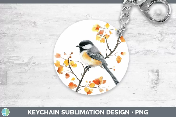 Watercolor Chickadee Keychain Sublimation Keyring Designs