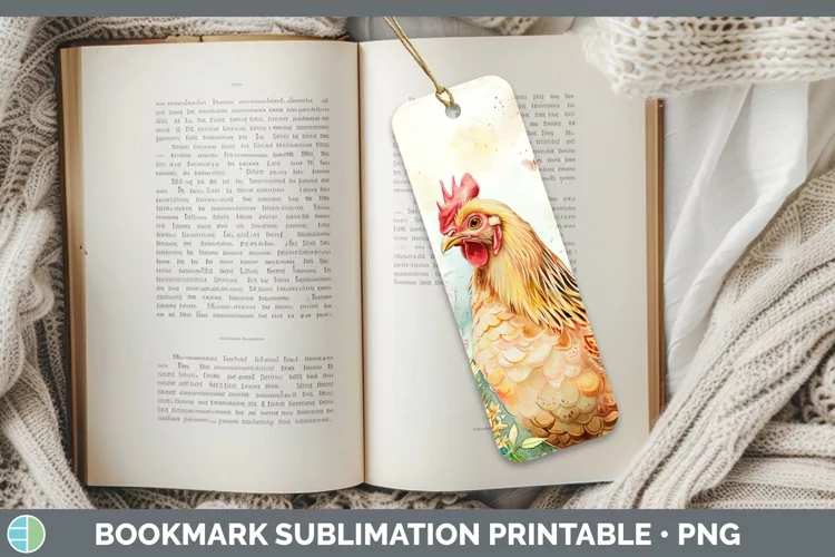 Watercolor Chicken Bookmark Sublimation Printable Designs