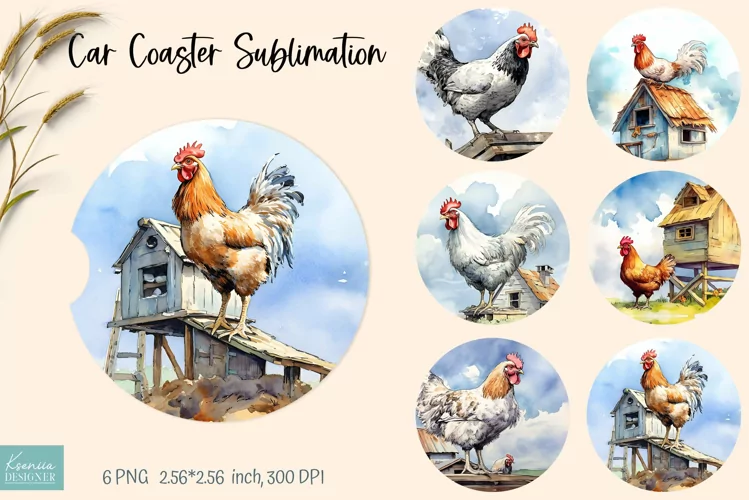 Chicken Next to the Coop| Car Coaster Sublimation