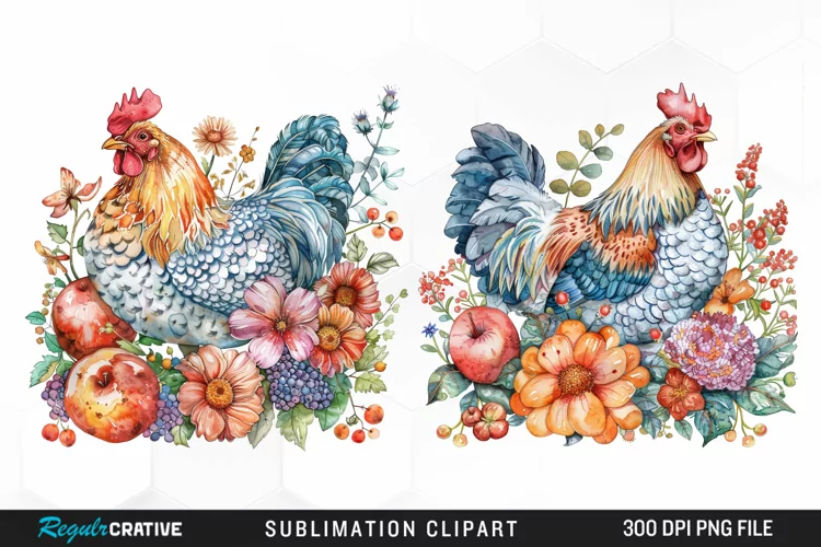 Watercolor Chicken PNG Clipart