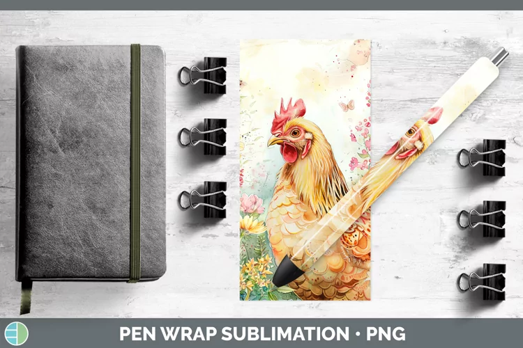 Watercolor Chicken Pen Wrap Sublimation Epoxy Pen Designs