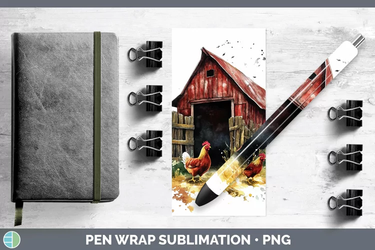 Watercolor Chicken Pen Wrap Sublimation Pen Designs