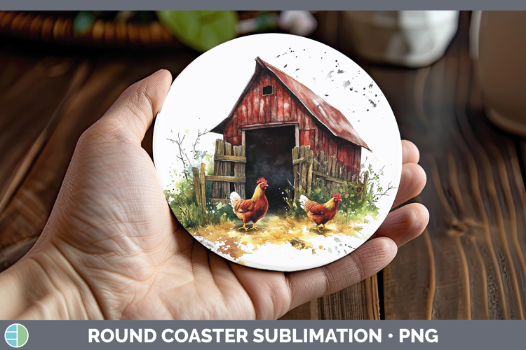 Watercolor Chicken Round Coaster Sublimation Coaster Designs