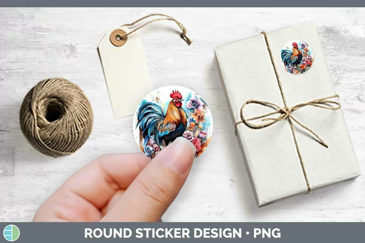 Watercolor Chicken Stickers | Round Labels Designs