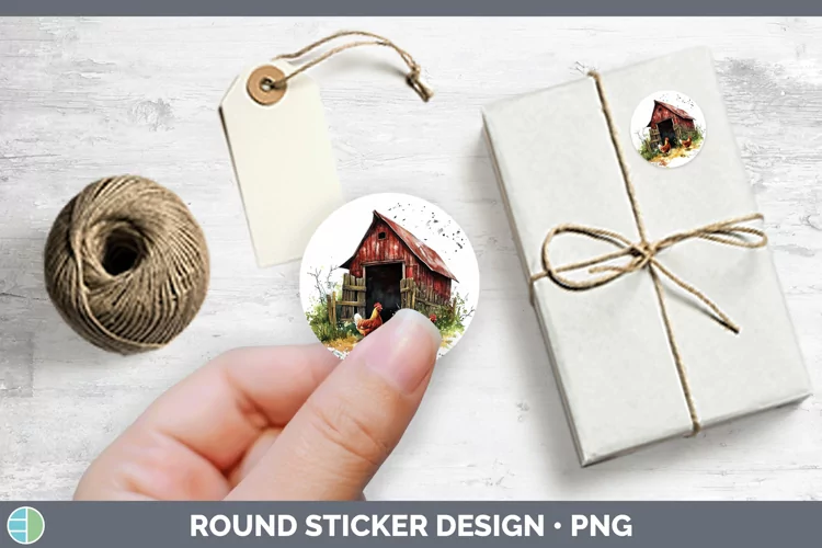 Watercolor Chicken Stickers | Round Labels Designs