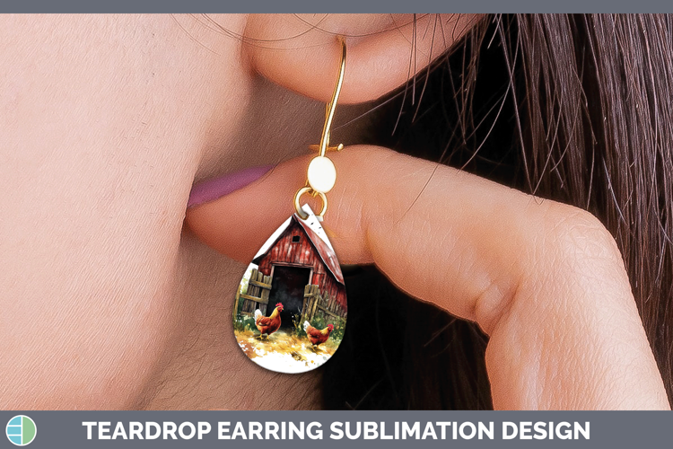 Watercolor Chicken Teardrop Earrings Sublimation Earrings De