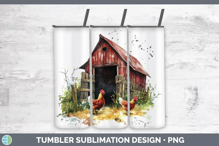 Watercolor Chicken Tumbler Sublimation 20 oz Skinny Tumbler