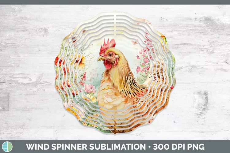 Watercolor Chicken Wind Spinner Sublimation Spinner Designs