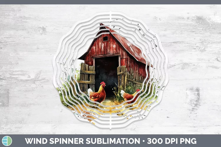 Watercolor Chicken Wind Spinner Sublimation Spinner Designs